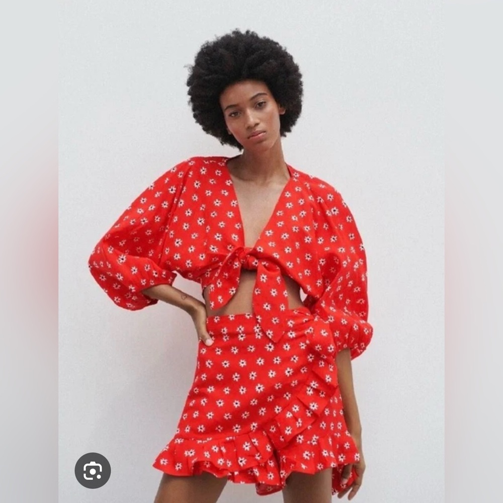 Zara Red Floral Skort